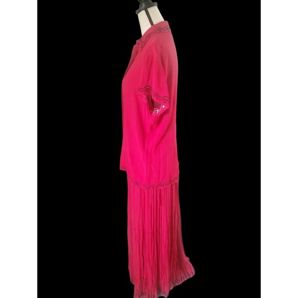 Vintage Lucia Lukken Red Embroidered Broom Skirt Set Top & Skirt Sz L - Picture 2 of 6
